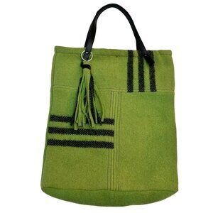 𝅺NWT Repurposed Handmade Wool Shopper Tote Green